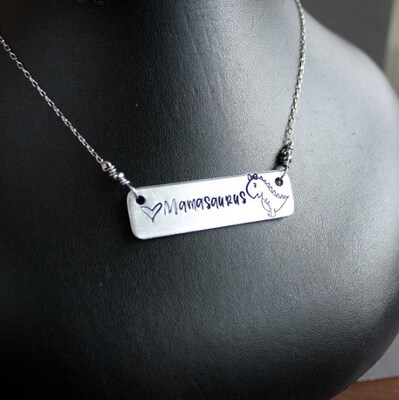 Mamasaurus Necklace - Hand Stamped Jewelry - image4